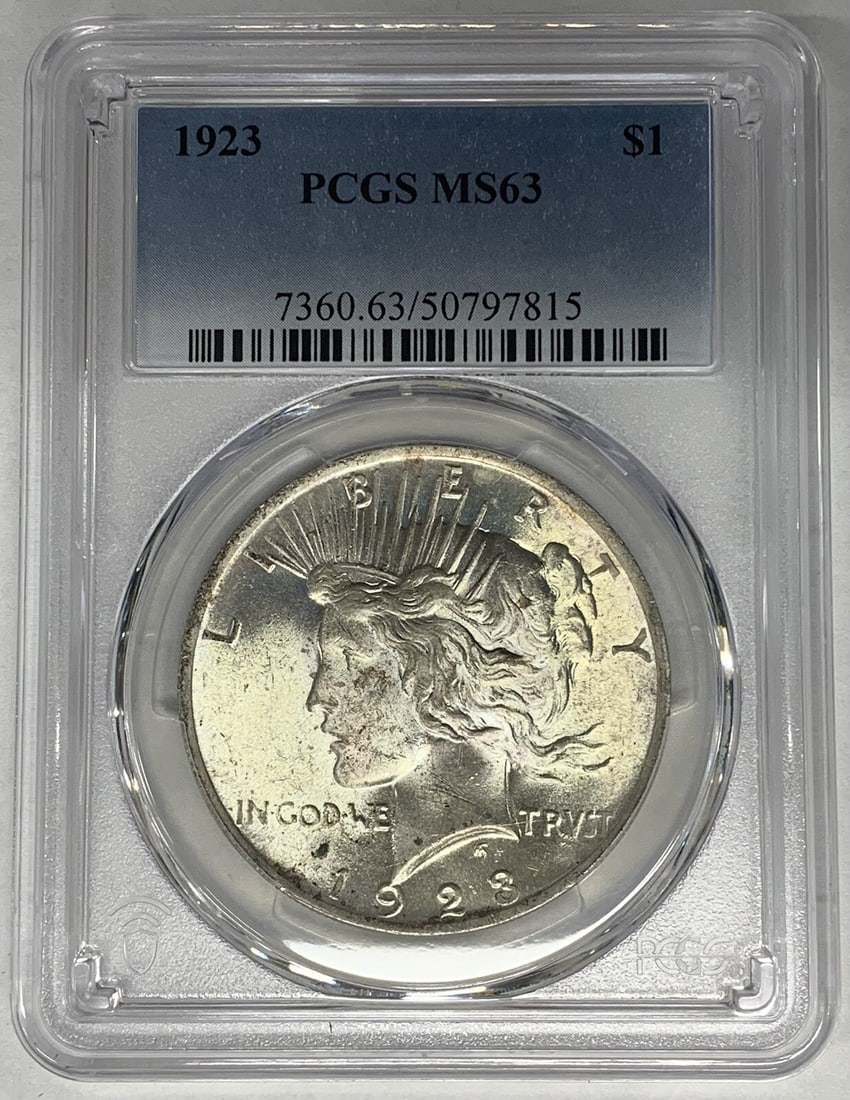 1923 Peace Silver Dollar Coin PCGS MS 63 Uncirculated (1 of 2)