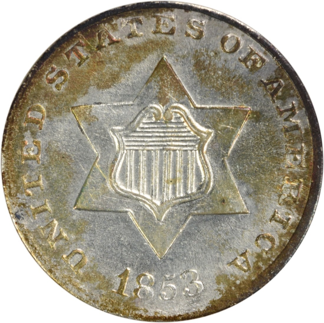 1853 Three Cent Silver Coin Choice BU Uncertified (1 of 2)