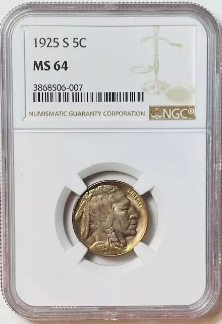 1925 S Indian Buffalo Nickel NGC MS64 Uncirculated Coin (1 of 2)