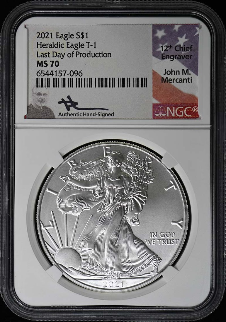 2021 Eagle Heraldic Eagle T-1 S$1 Coin NGC MS70 Last Production Day (1 of 2)