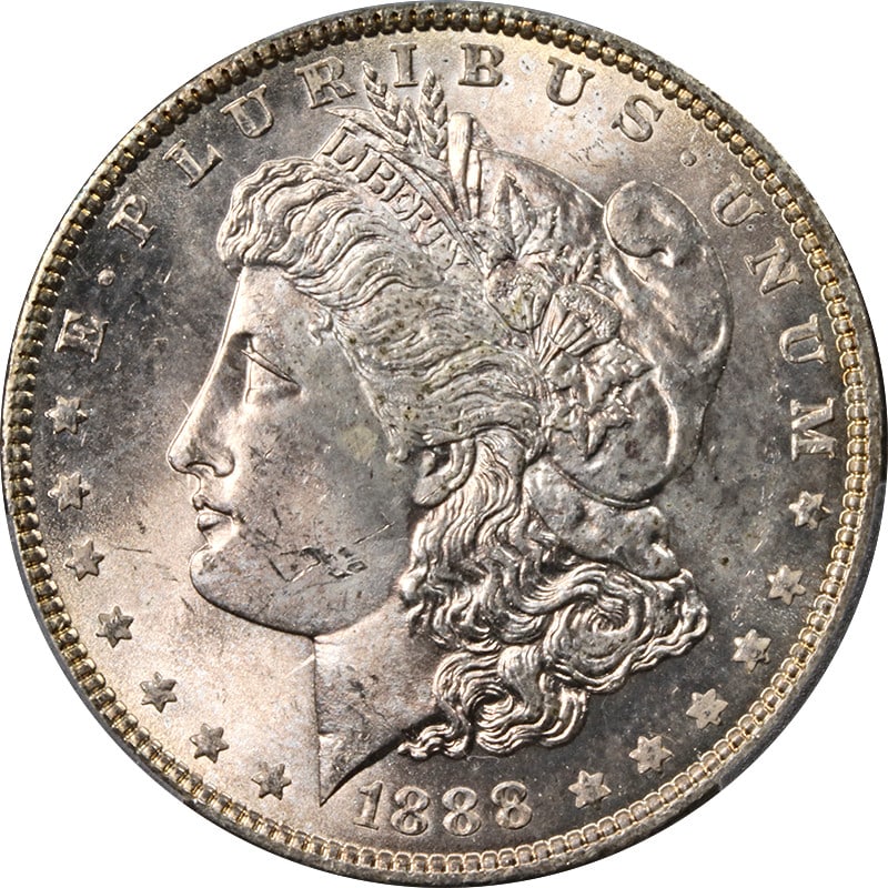 1888-P Morgan Silver Dollar PCGS MS64 with Toning and Clean Cheek (1 of 4)