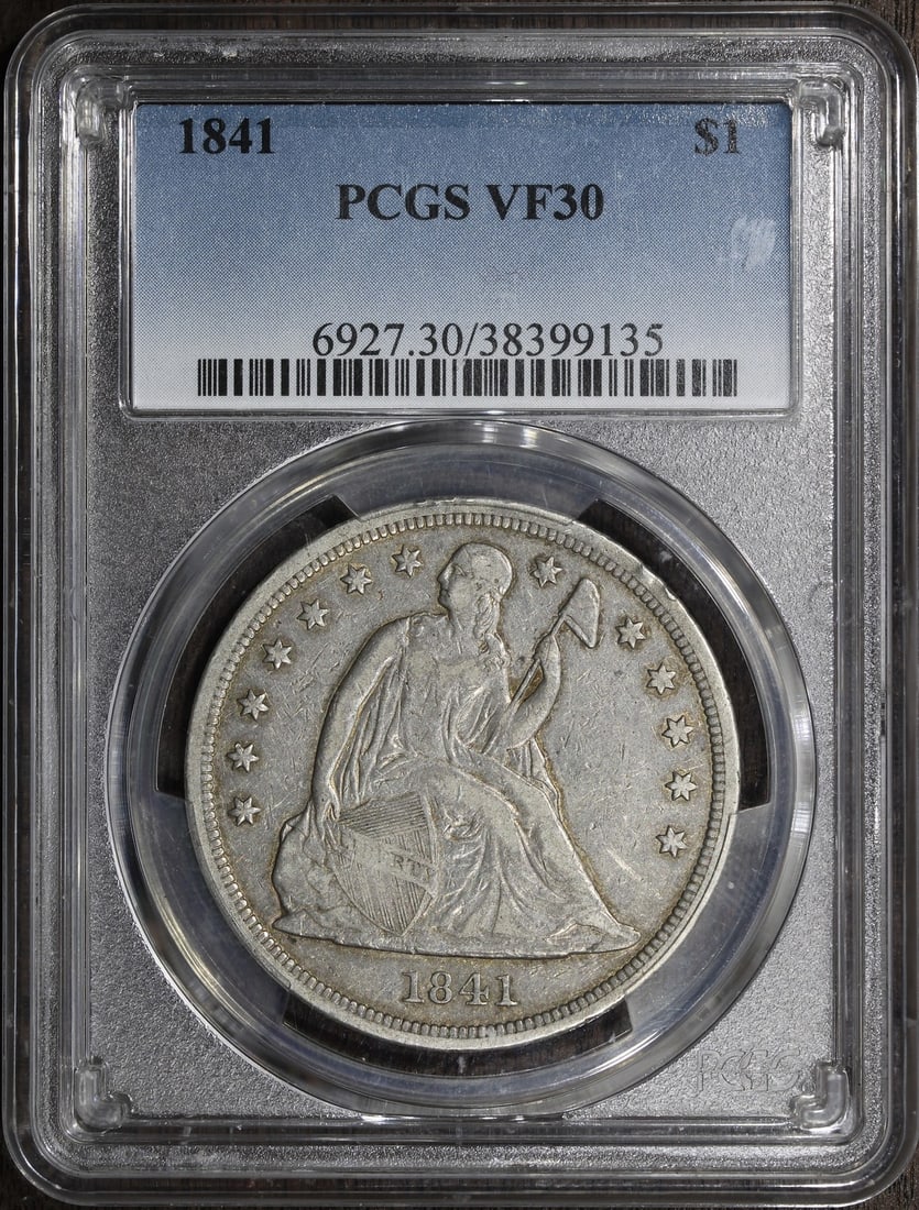 1841 Seated Liberty Silver Dollar VF30 PCGS Philadelphia No Motto (1 of 4)