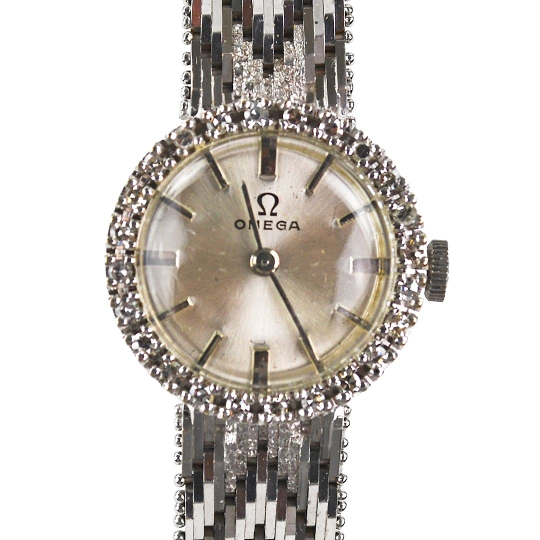 Vintage Omega 18K White Gold Diamond Bezel Watch 21.5mm (1 of 8)