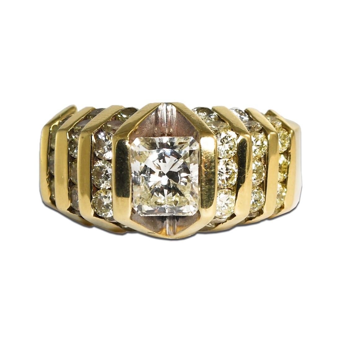 14K Yellow Gold Radiant Cut Diamond Ring 1.00ct with 38 Diamonds (1 of 8)