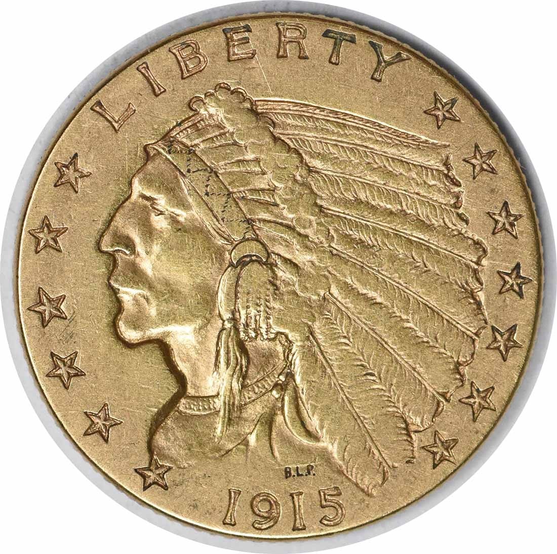 1915 $2.50 Gold Indian Coin by Bela Lyon Pratt Uncertified (1 of 2)