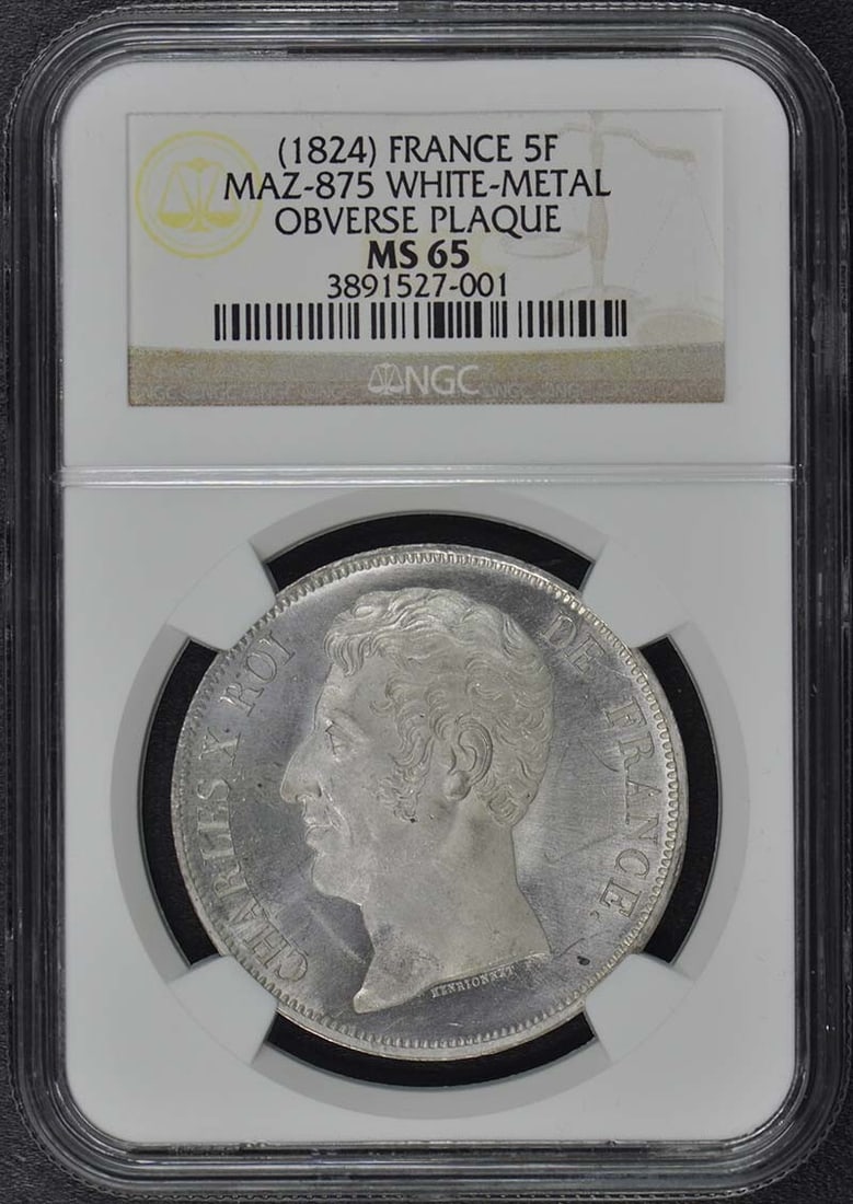 1824 ESSAI FRANCE 5F Coin NGC MS65 White Metal Uncirculated (1 of 3)