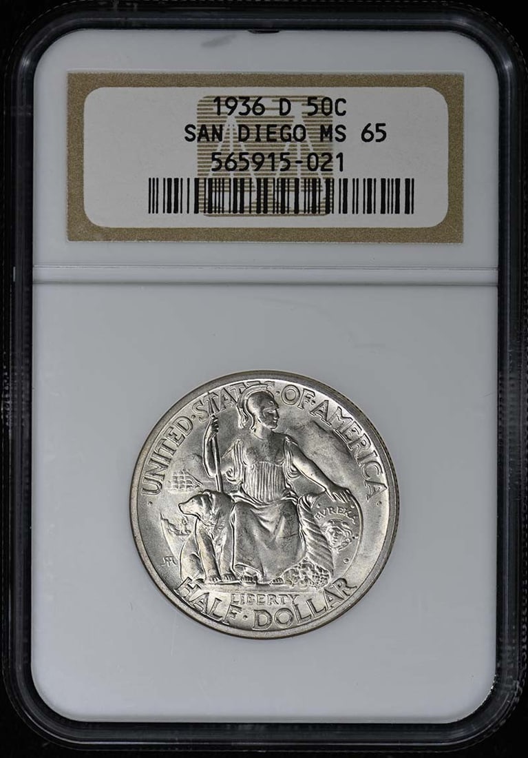 1936-D San Diego Half Dollar Silver 50C NGC MS65 Commemorative Coin (1 of 2)