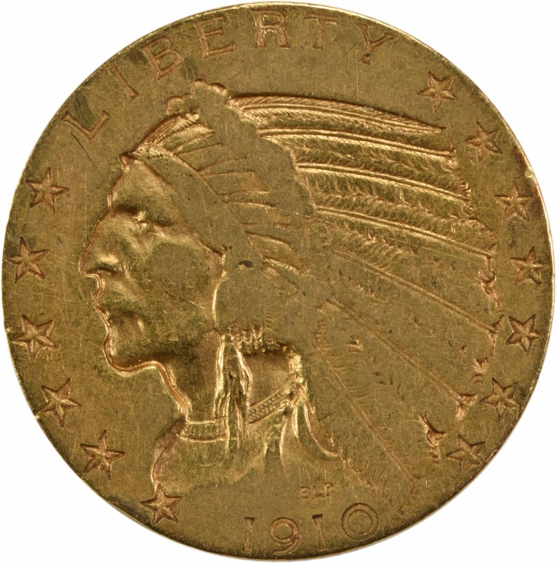 1910-S $5 Gold Indian Coin by Bela Lyon Pratt (1 of 2)