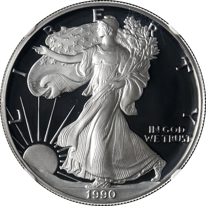 1990-S Silver American Eagle $1 NGC PF70 Ultra Cameo Brown Label (1 of 4)