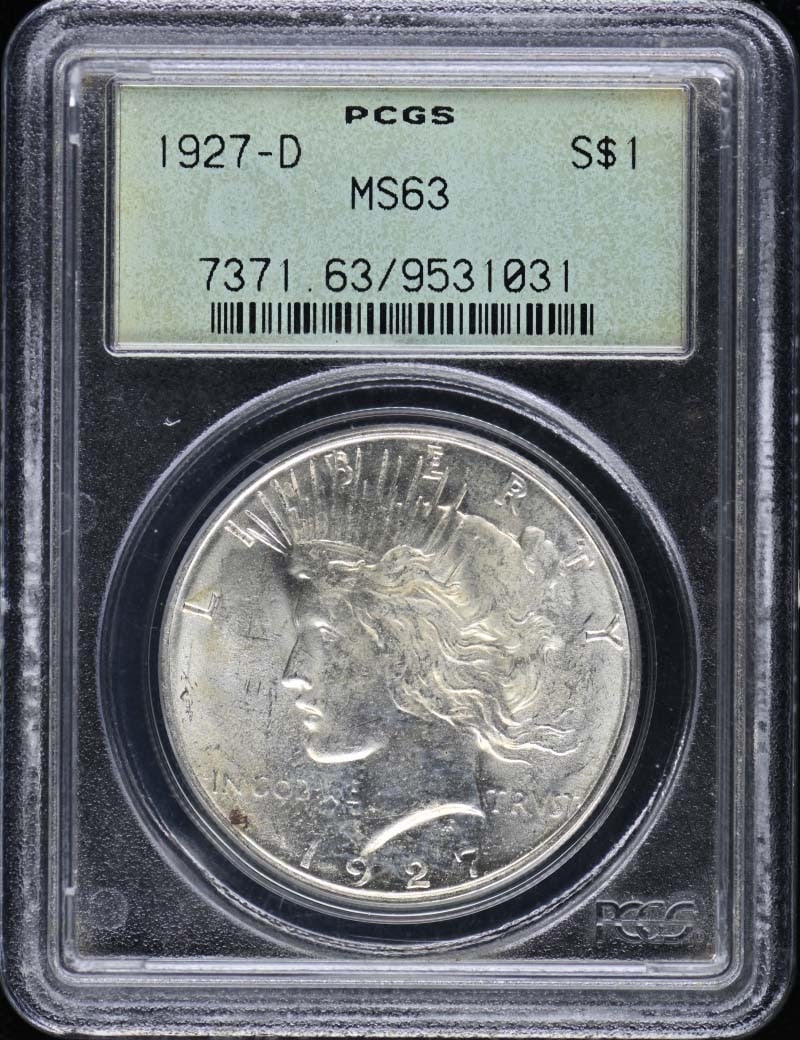 1927-D Peace Dollar PCGS MS63 Uncirculated Denver Coin (1 of 2)