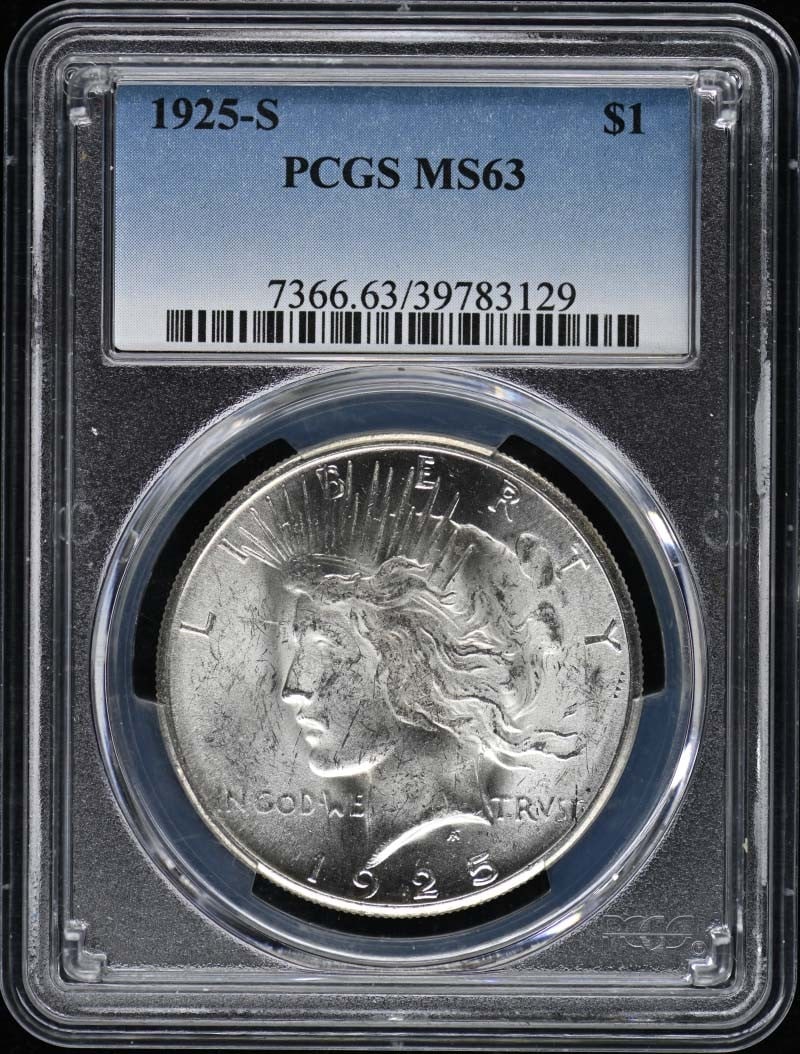 1925-S Peace Dollar PCGS MS63 Uncirculated San Francisco (1 of 2)