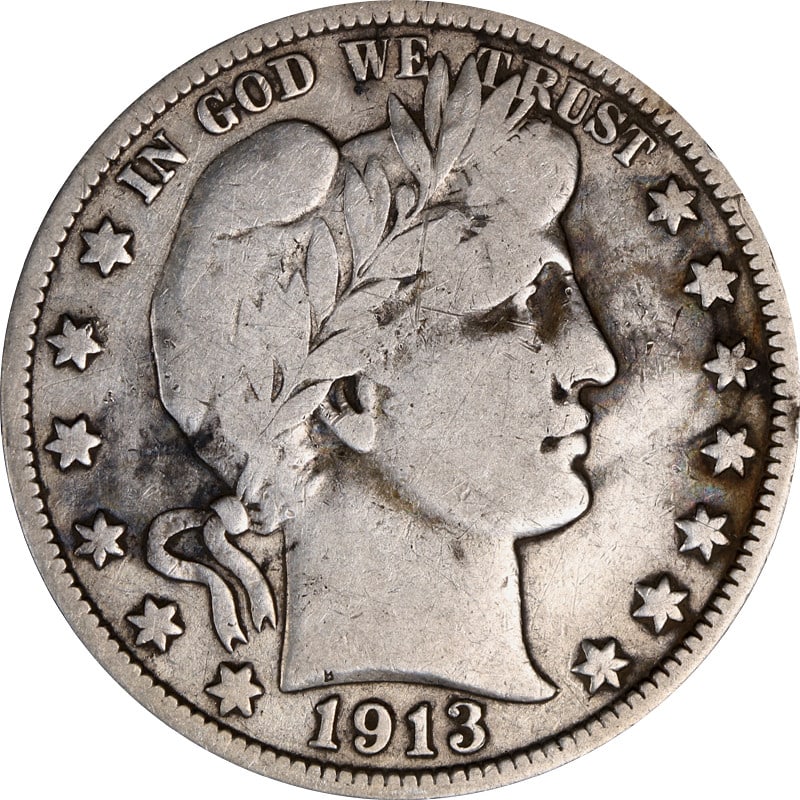 1913-P Barber Half Dollar Silver Coin Circulated Philadelphia Mint (1 of 2)