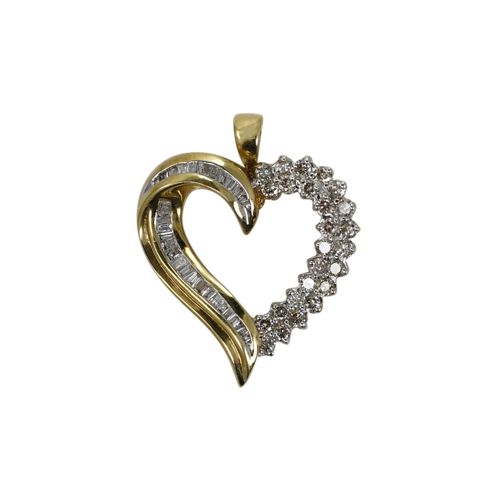 14K Yellow Gold 1.00CT Diamond Heart Pendant Jewelry (1 of 3)