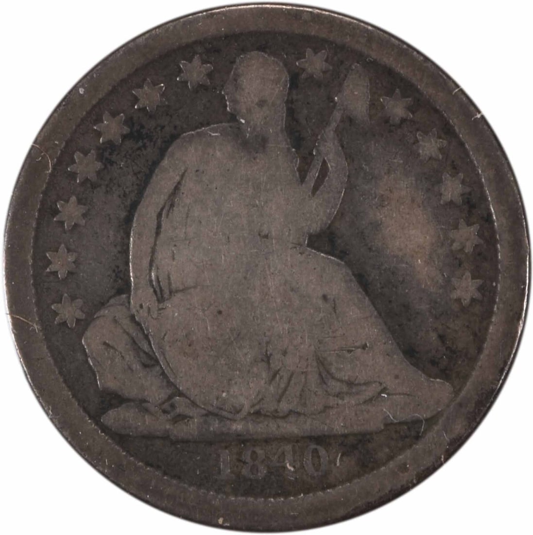 1840-O Liberty Seated Dime No Drapery Large O Silver 10C (1 of 2)