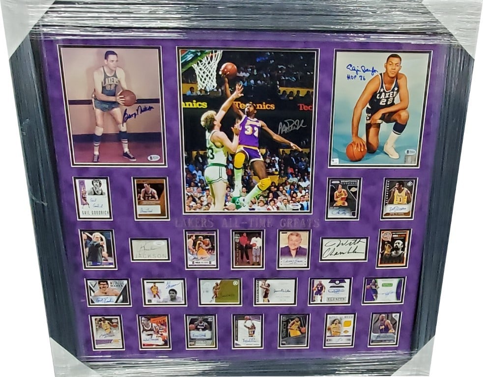 Los Angeles Lakers Autographed Collage Wilt Chamberlain Kobe Bryant Magic Johnson JSA (1 of 10)