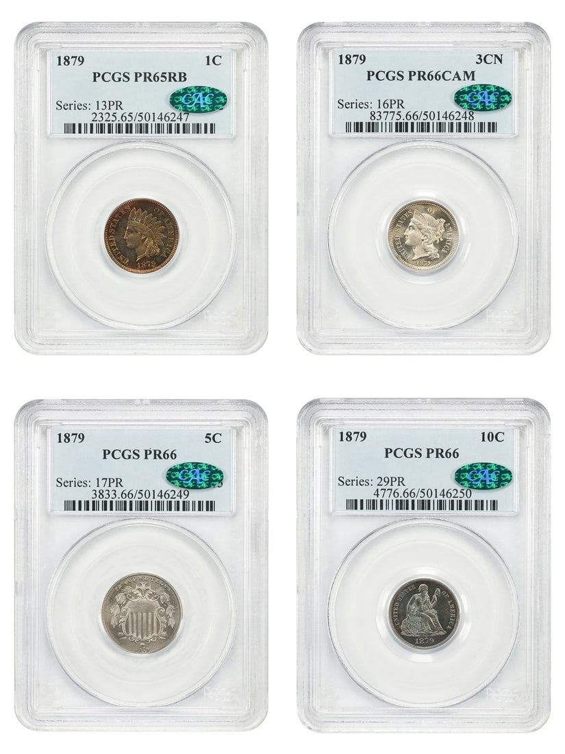 Eight Coin 1879 Proof Set PCGS CAC Graded 1C to $1 (1 of 8)
