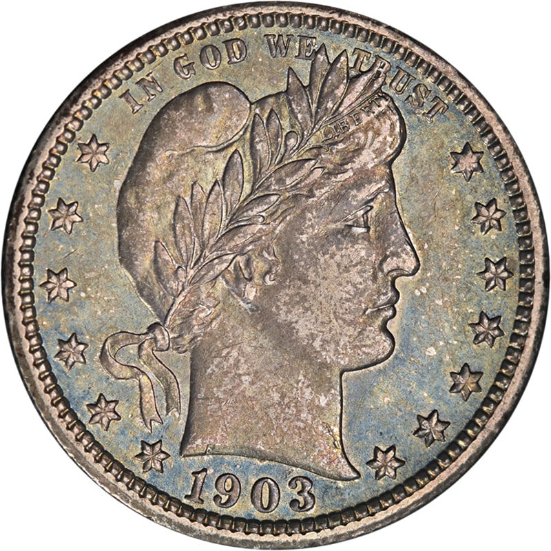 1903-P Barber Quarter Choice AU/BU Strong Strike Silver Coin (1 of 2)