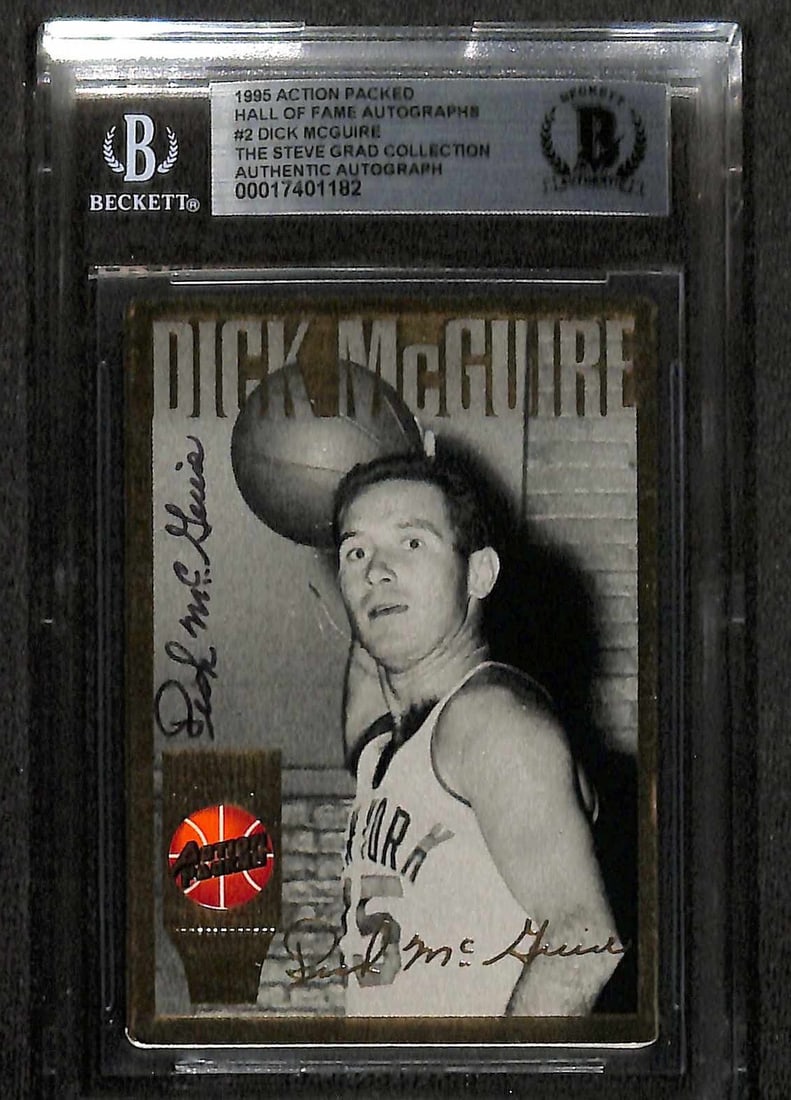 Dick McGuire Signed 1995 Action Packed Hall of Fame Card Beckett Authenticated (1 of 1)