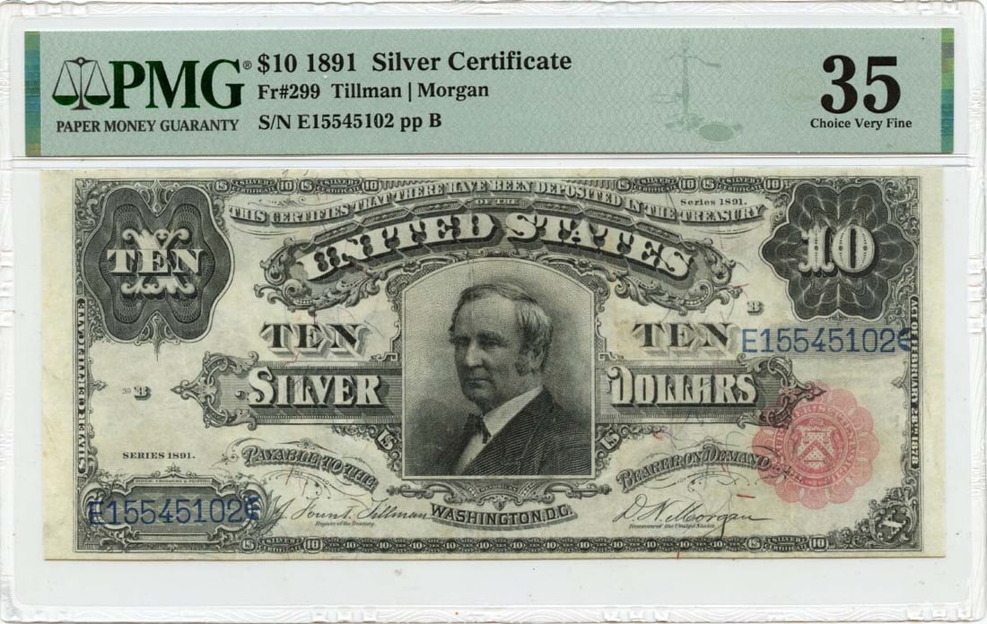 1891 $10 Silver Certificate Fr# 299 PMG VF35 Circulated (1 of 2)
