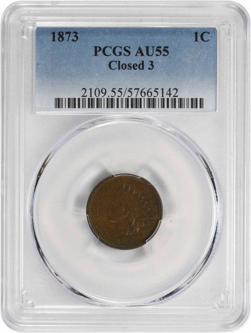 1873 Indian Head Cent AU55 PCGS Certified Copper Coin (1 of 2)