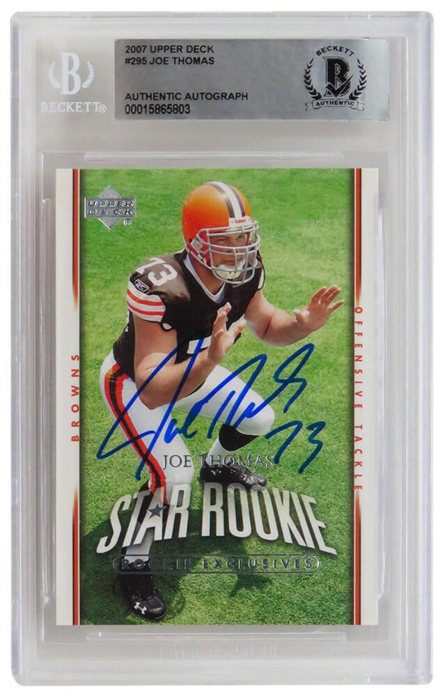 Joe Thomas Signed 2007 Upper Deck Rookie Card #295 Beckett Encapsulated (1 of 2)
