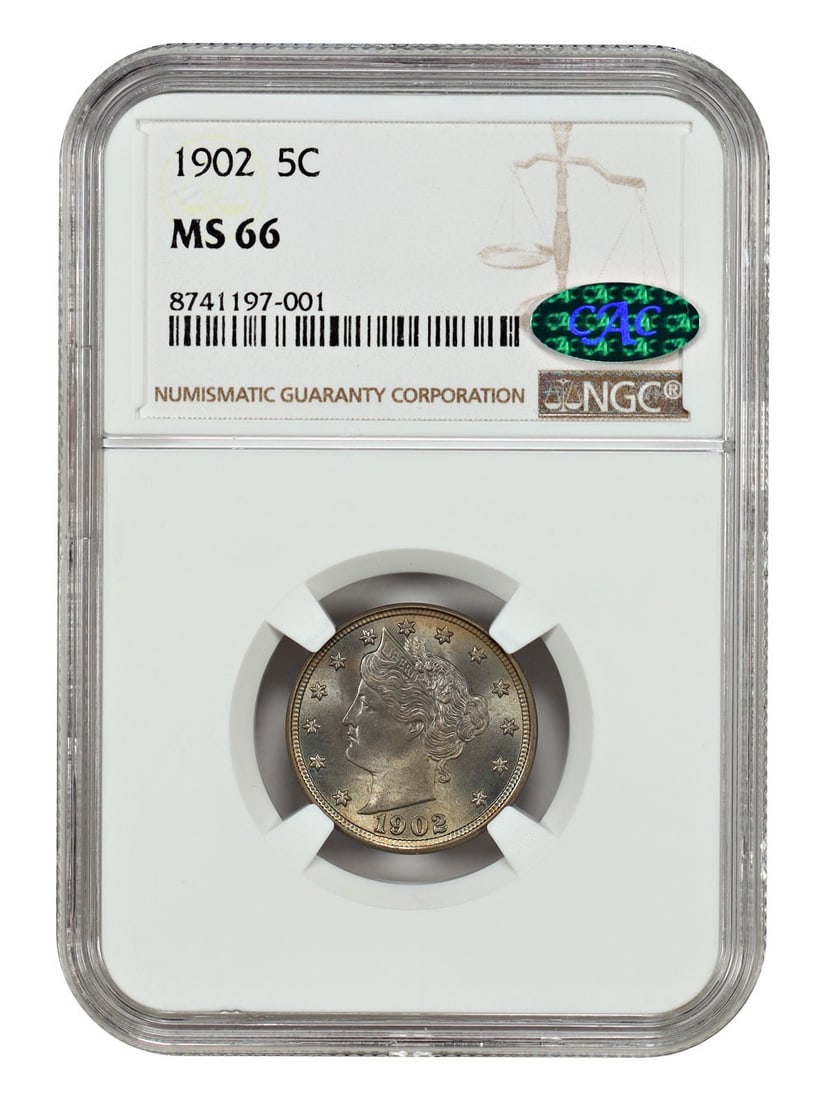 1902 Liberty Nickel NGC MS66 CAC Certified Five Cent Coin (1 of 4)