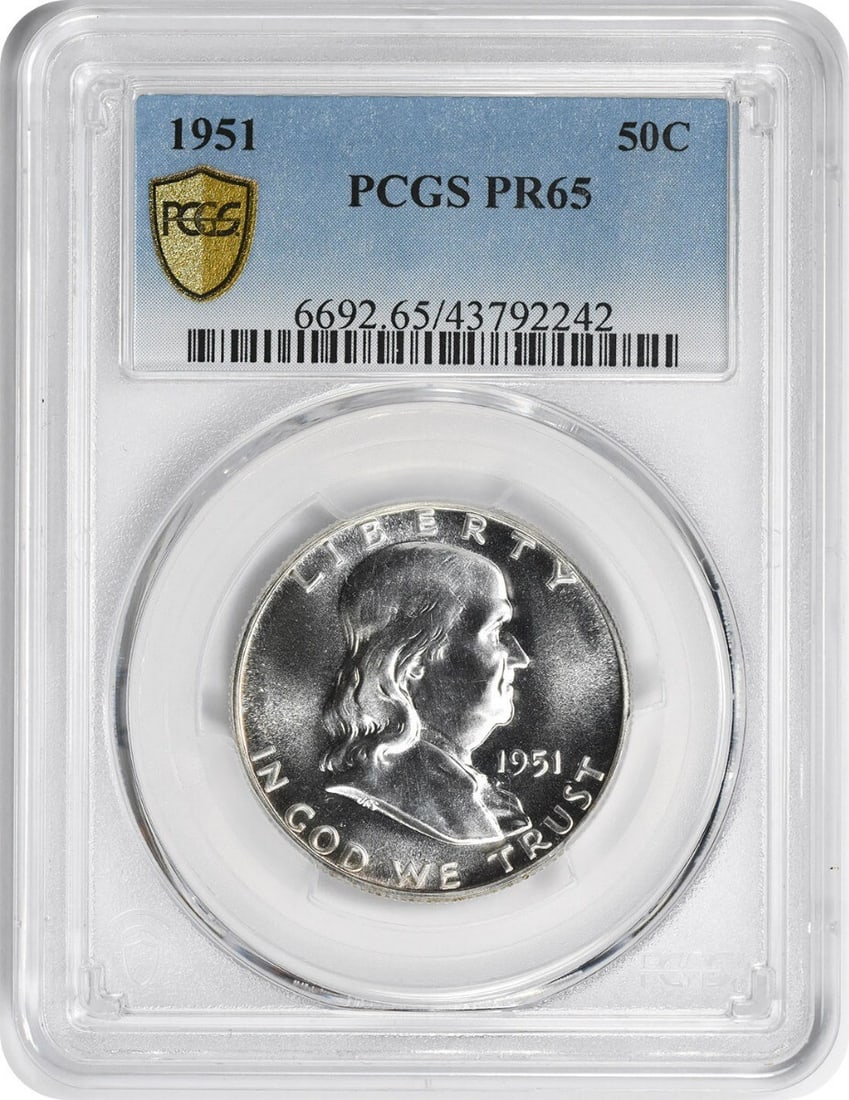 1951 Franklin Half Dollar PR65 PCGS Proof 90% Silver Coin (1 of 2)