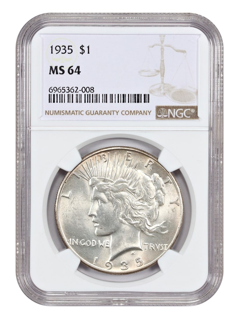 1935 Peace Dollar $1 NGC MS64 Uncirculated Coin (1 of 4)