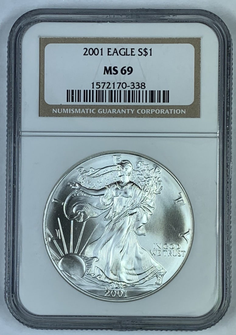 2001 American Silver Eagle Coin NGC MS 69 Certified 5 Pieces (1 of 2)