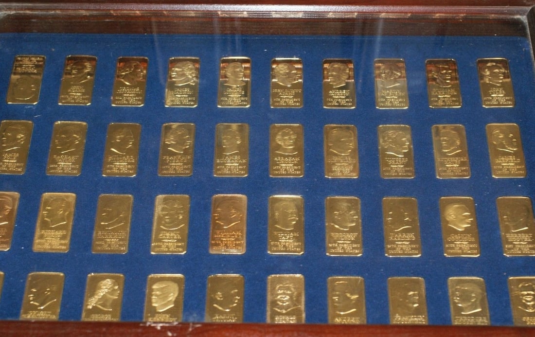 1986 Presidential Ingot Set 14Kt Gold over Bronze Uncirculated (1 of 6)