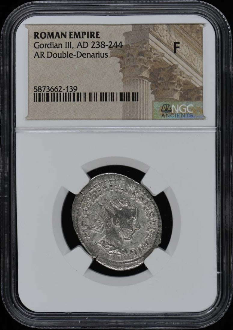 Gordian III Ancient Roman AR Double-Denarius NGC F12 Certified Coin (1 of 2)