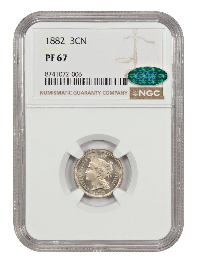 1882 Three Cent Nickel NGC PR67 CAC Uncirculated Rare Coin (1 of 4)