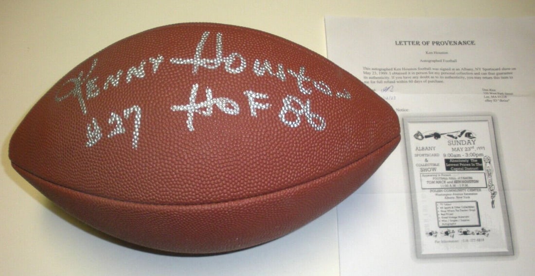 Kenny Ken Houston Signed NFL Football with HOF 86 COA (1 of 1)