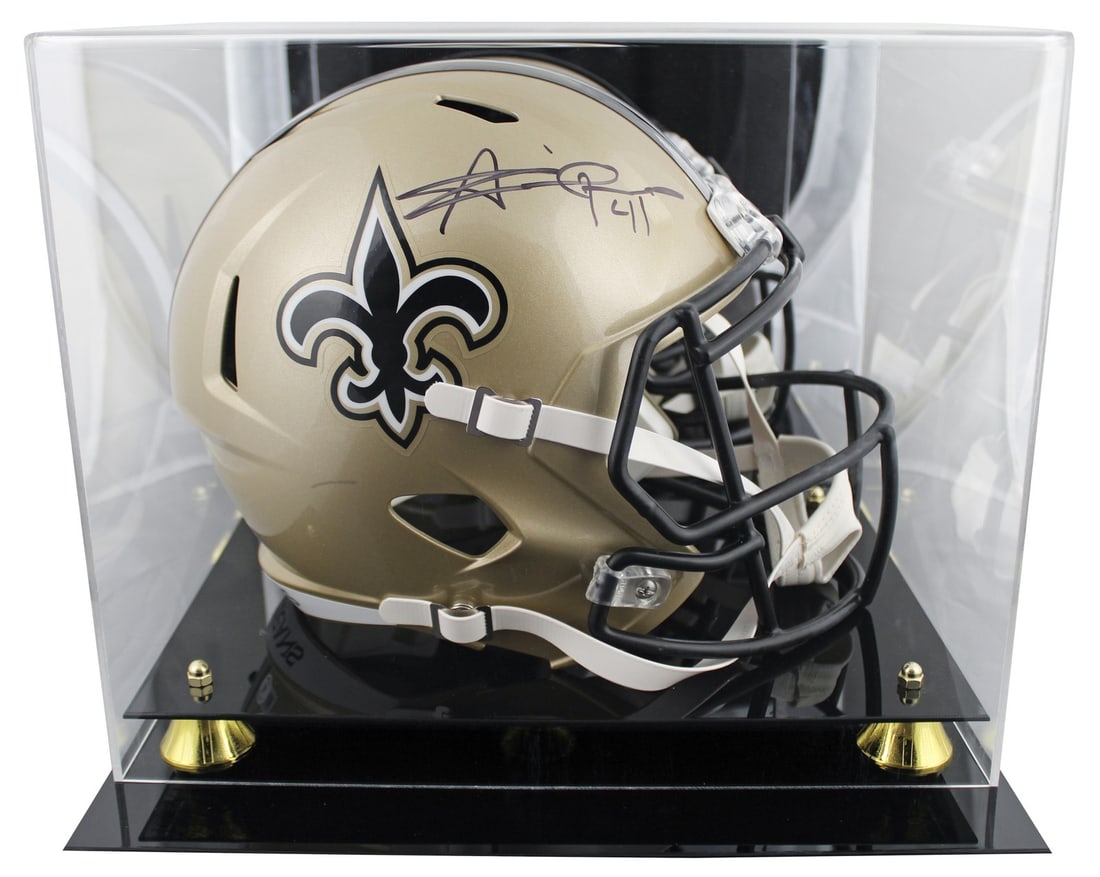 Alvin Kamara Signed Riddell Full Size Helmet with Display Case BAS Witnessed (1 of 4)