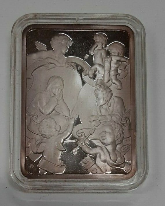 1976 Hamilton Mint Valentine's Day 1 Oz .999 Fine Silver Ingot in Case (1 of 2)