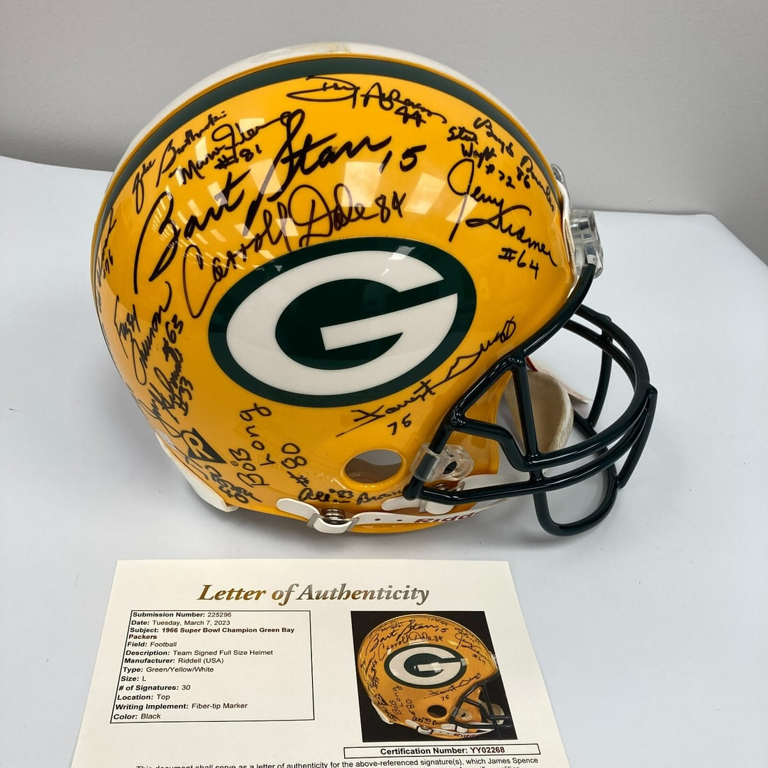 1966 Green Bay Packers Team Signed Helmet JSA COA Super Bowl I Champions (1 of 18)