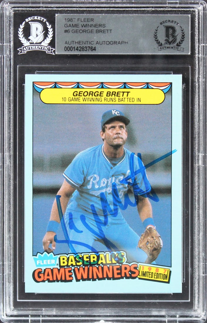 George Brett Signed 1987 Fleer Game Winners #6 Card Beckett Authenticated (1 of 2)