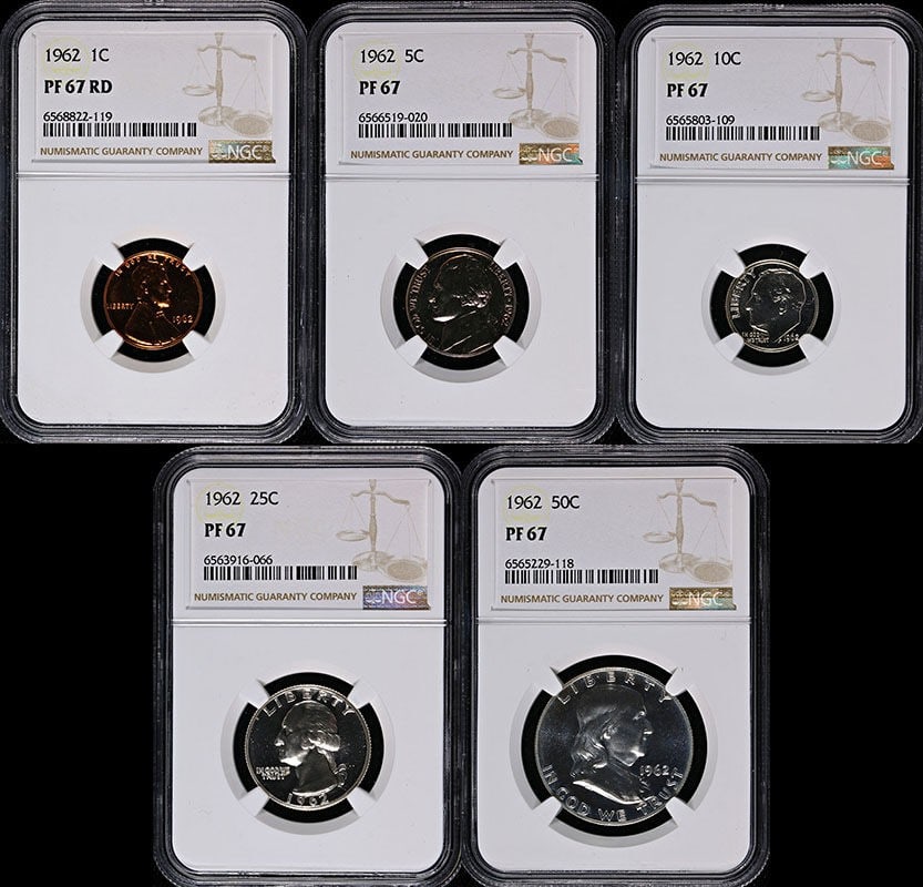 NGC PF67 Certified 1962 Five Coin Proof Set (1 of 4)