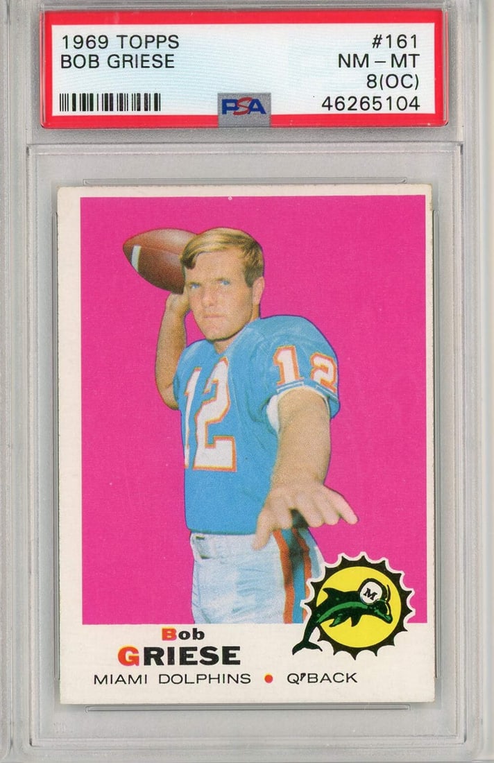1969 Topps Bob Griese #161 Football Card PSA 8 Miami Dolphins (1 of 2)
