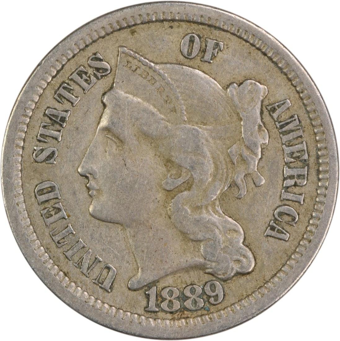 1889 Three Cent Nickel EF Uncertified KM 95 Philadelphia Mint (1 of 2)