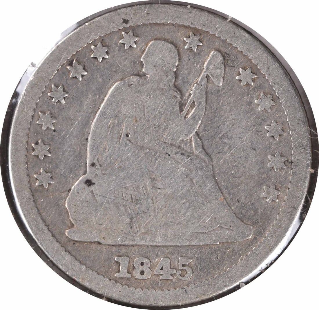 1845 Liberty Seated Silver Quarter 25C RPD FS-301 Uncertified (1 of 2)