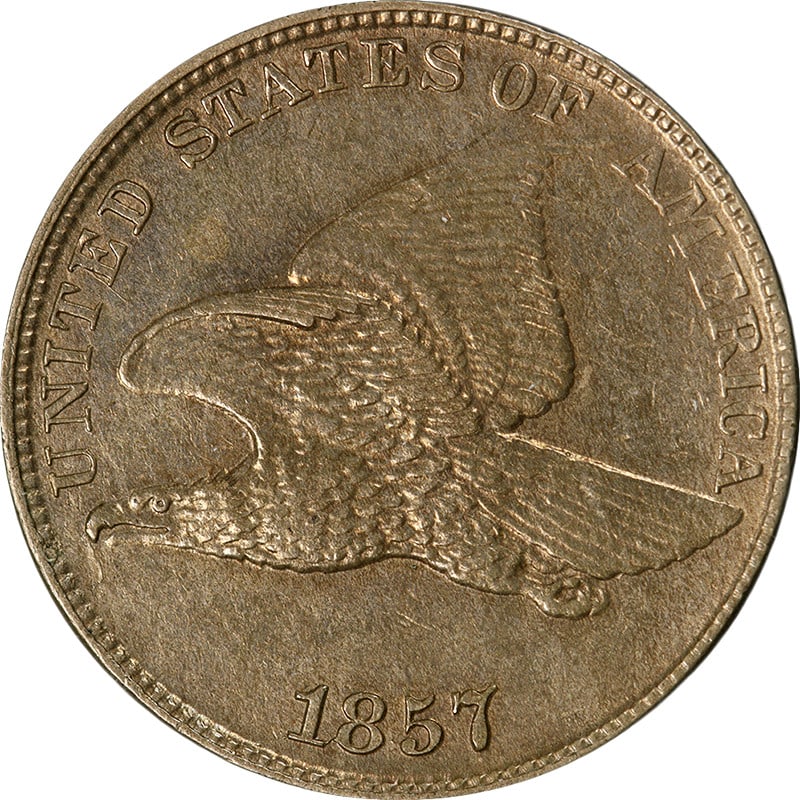 1857 Flying Eagle Cent Clashed Dies AU/BU Copper Coin (1 of 2)