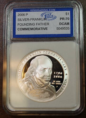 2006 Franklin Founding Father Silver Dollar Uncirculated Proof Coin (1 of 2)