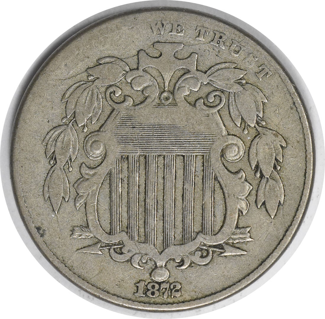 1872 Shield Nickel VF Uncertified Copper Nickel Coin (1 of 2)