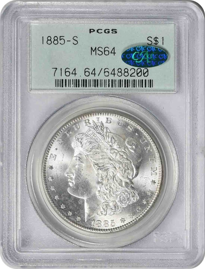 1885-S Morgan Silver Dollar MS64 PCGS OGH with CAC Certification (1 of 4)