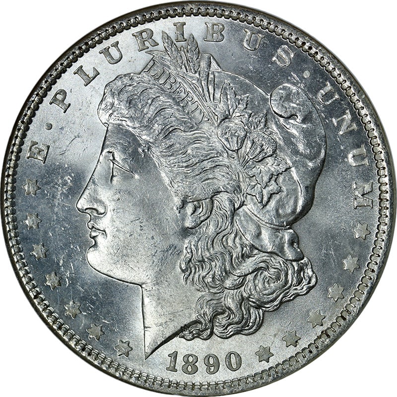 NGC MS64 1890 Philadelphia Morgan Silver Dollar Blast White Lustrous Example (1 of 4)