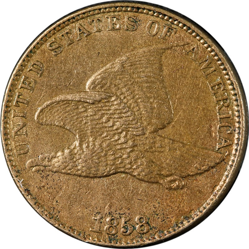 1858 Flying Eagle Cent Large Letters Choice AU BU Copper Coin (1 of 2)