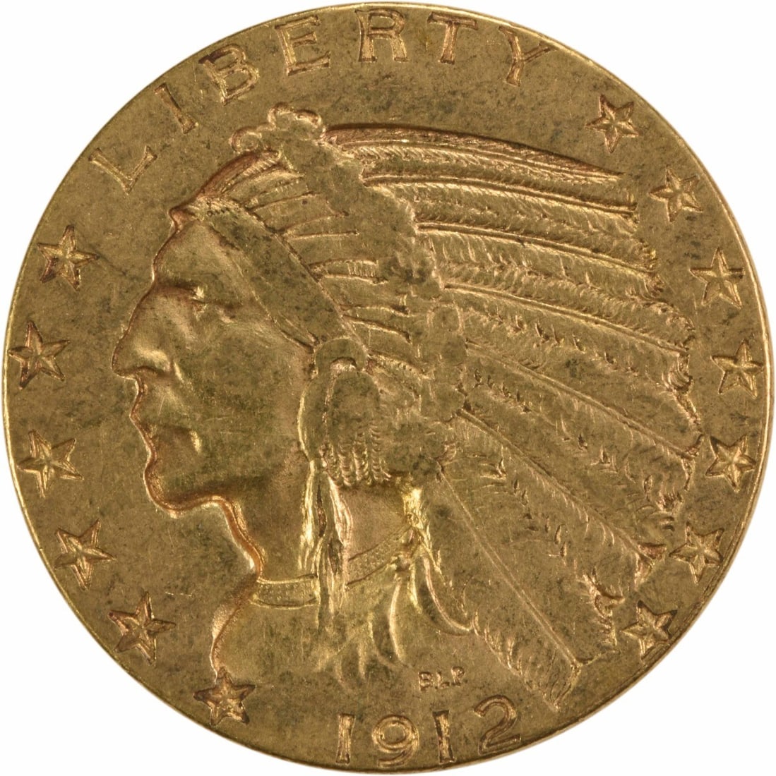 1912 $5 Gold Indian Coin by Bela Lyon Pratt AU Uncertified (1 of 2)