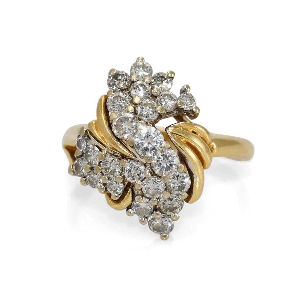 Stunning 14k Yellow Gold Diamond Cluster Ring 1.00ctw Size 7 (1 of 8)