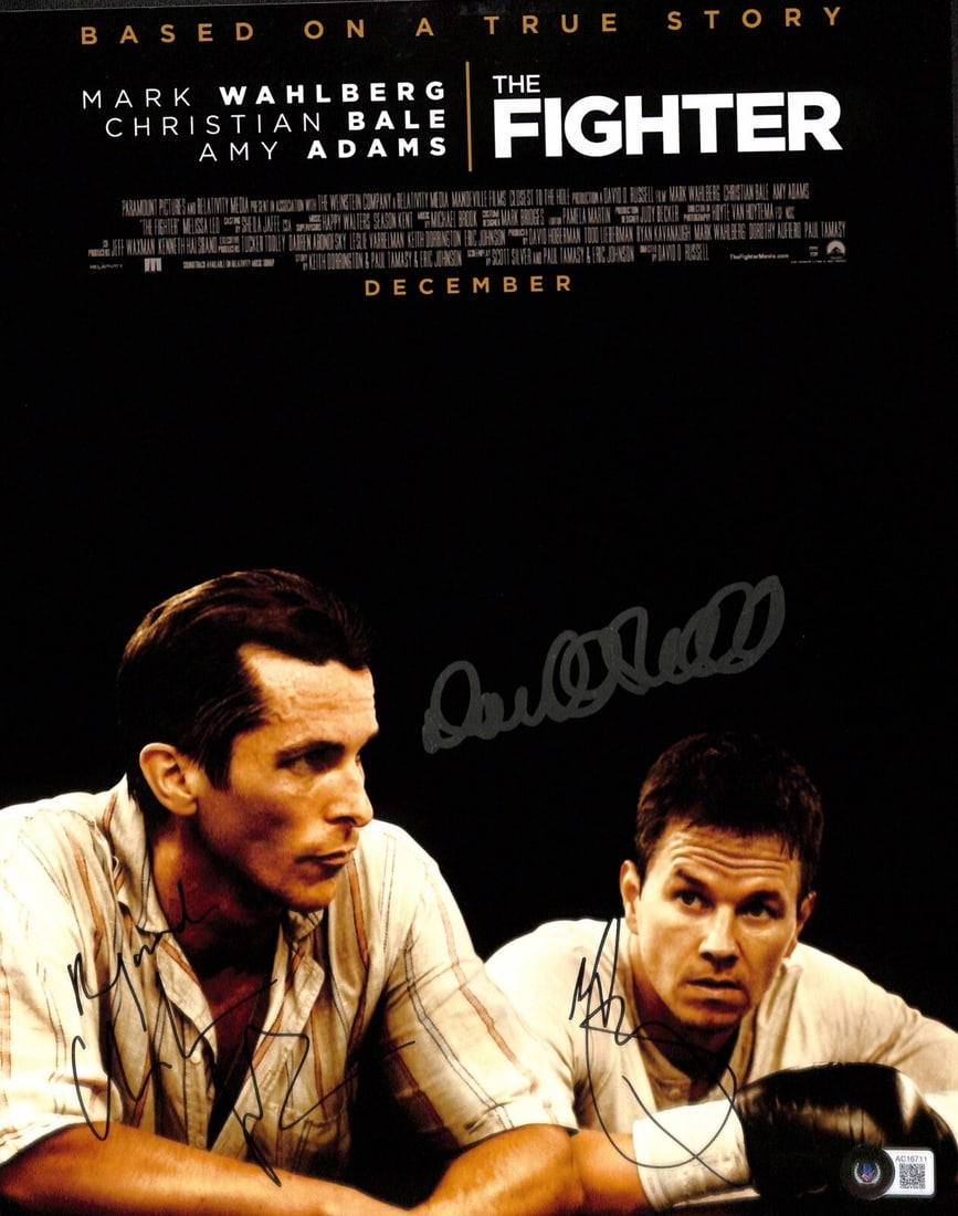 Christian Bale Mark Wahlberg David O Russell Signed 11x14 Photo LOA (1 of 1)